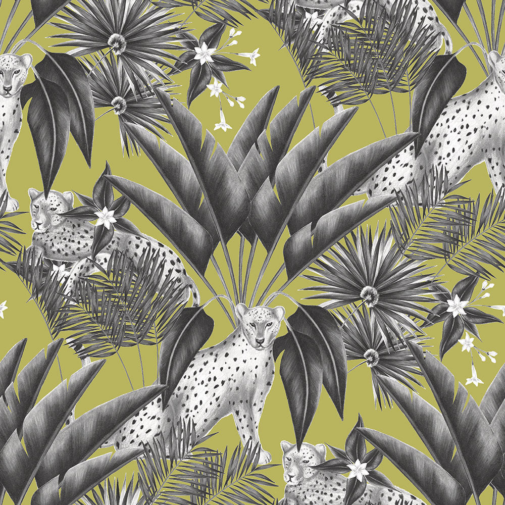 Ohpopsi Jungle Cheetah Wallpaper - Sable & Lime-Beaumonde