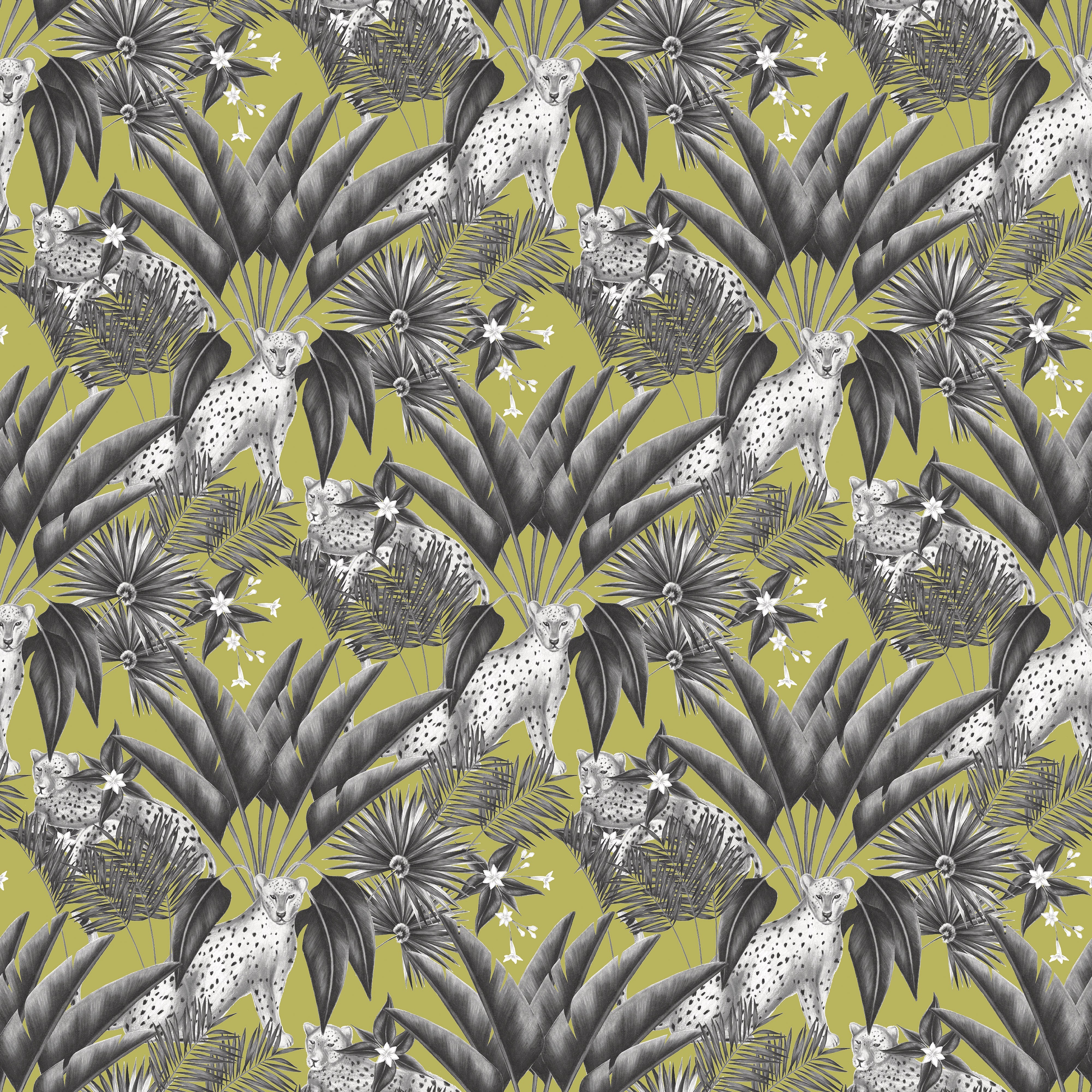 Ohpopsi Jungle Cheetah Wallpaper - Sable & Lime-Beaumonde