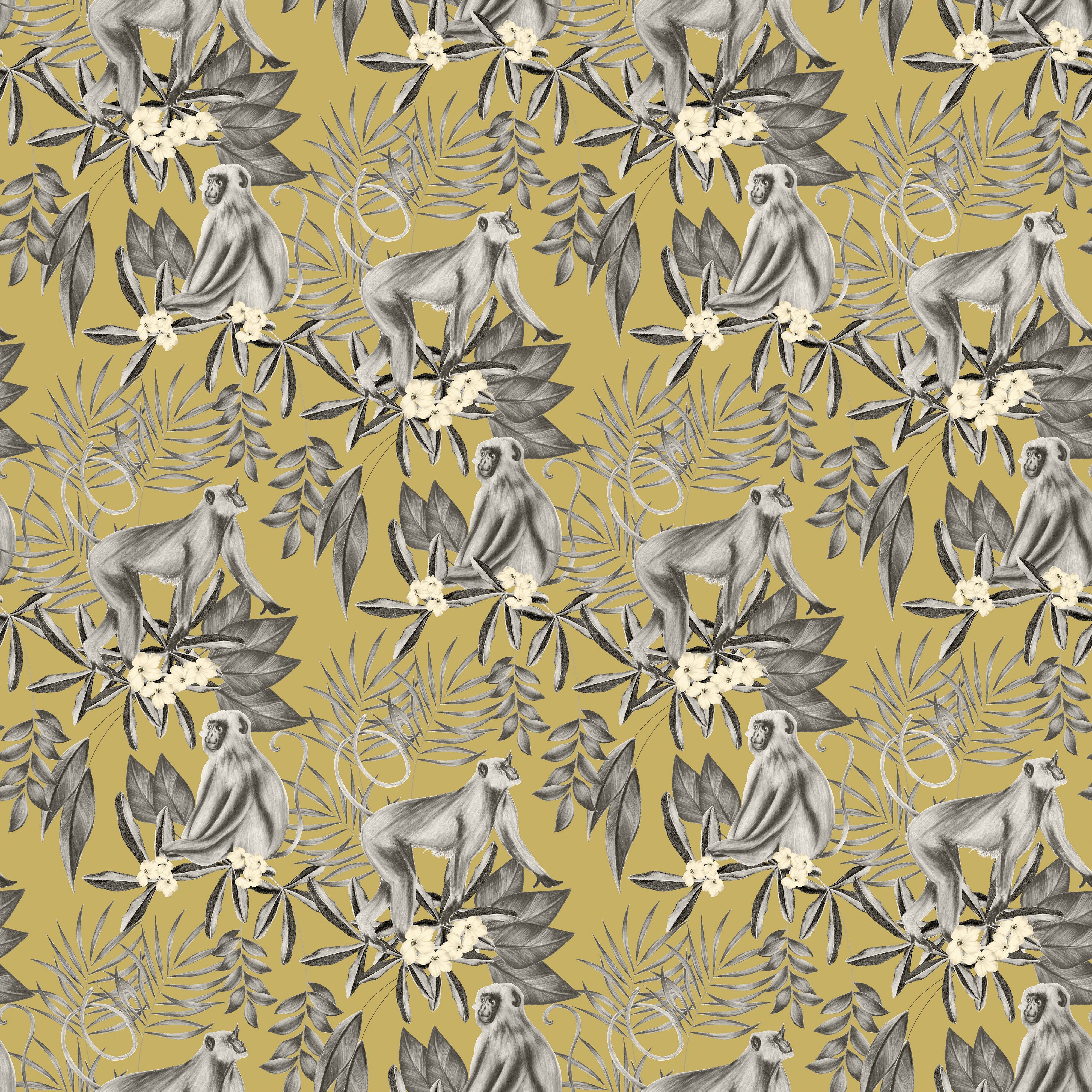 Ohpopsi Morris Wallpaper - Mustard-Beaumonde