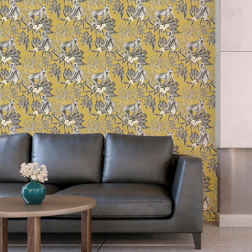 Ohpopsi Morris Wallpaper - Mustard-Beaumonde