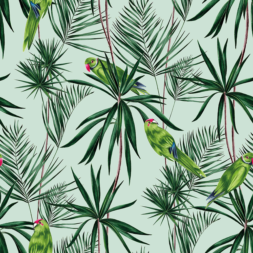 Ohpopsi Paradise Wallpaper - Duck Egg-Beaumonde