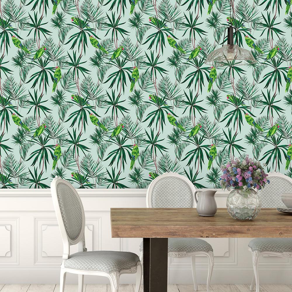 Ohpopsi Paradise Wallpaper - Duck Egg-Beaumonde