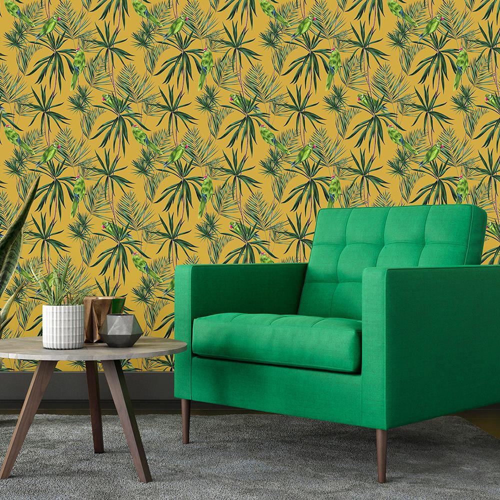 Ohpopsi Paradise Wallpaper - Mustard-Beaumonde