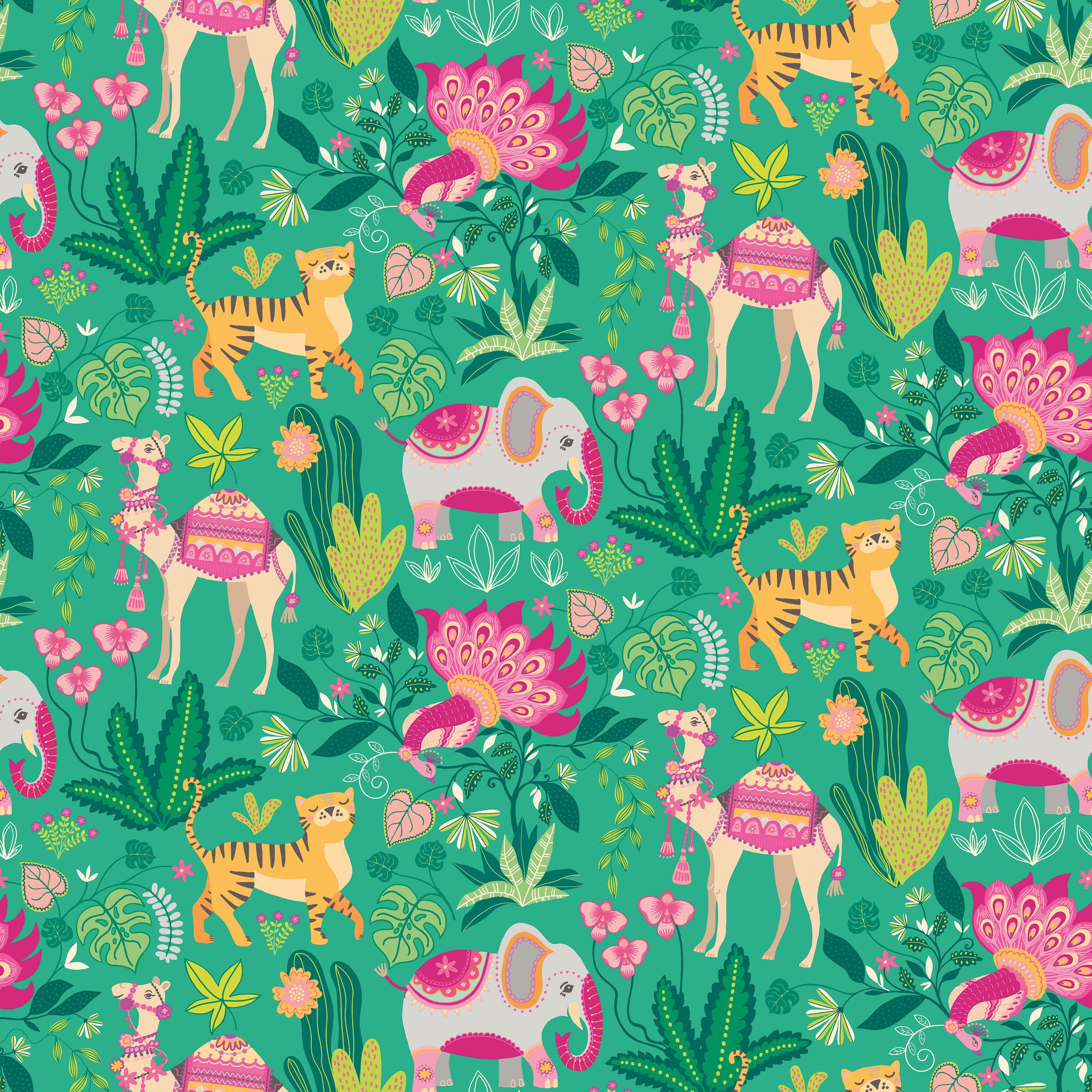 Ohpopsi Samba Safari Wallpaper - Emerald Twist-Beaumonde