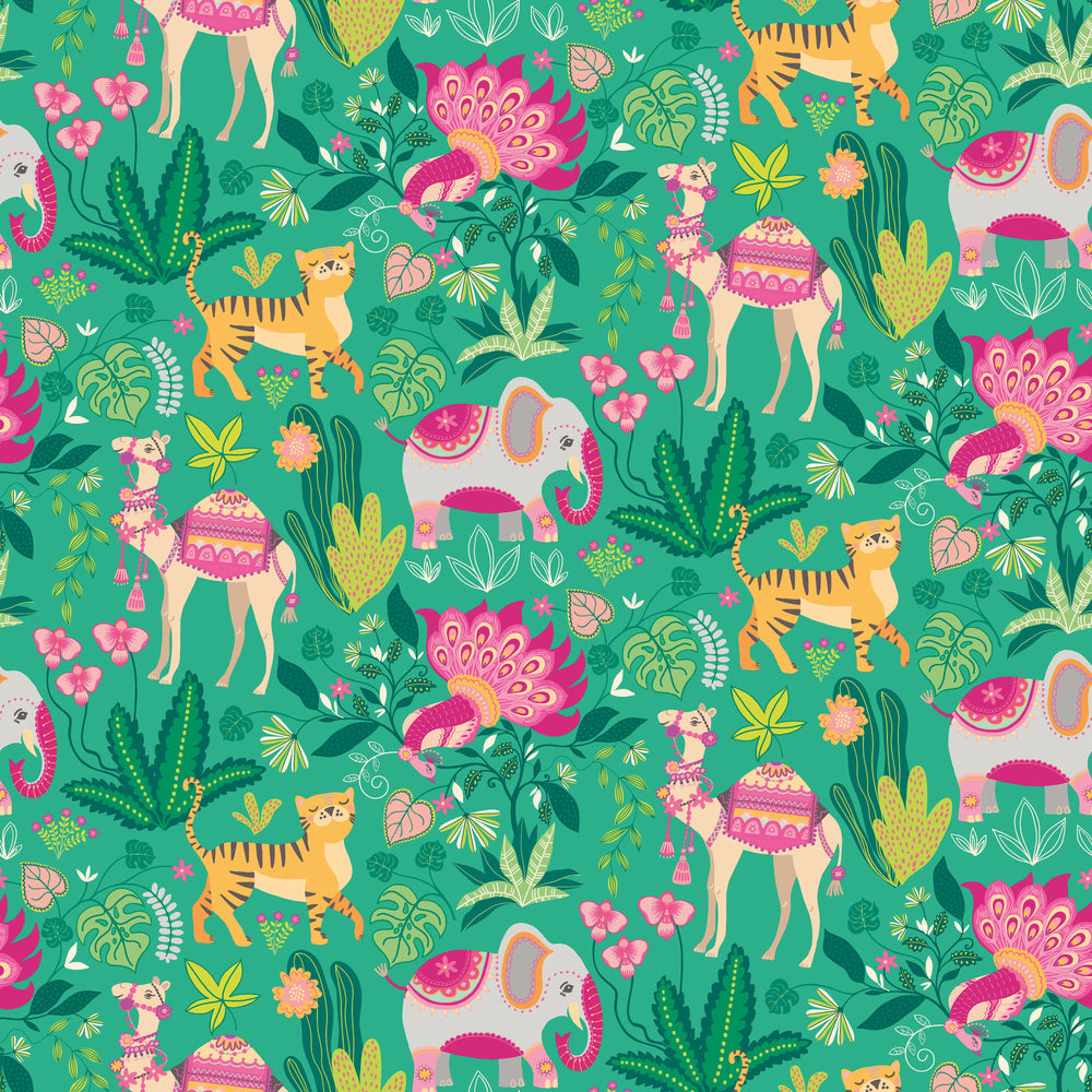 Ohpopsi Samba Safari Wallpaper - Emerald Twist-Beaumonde