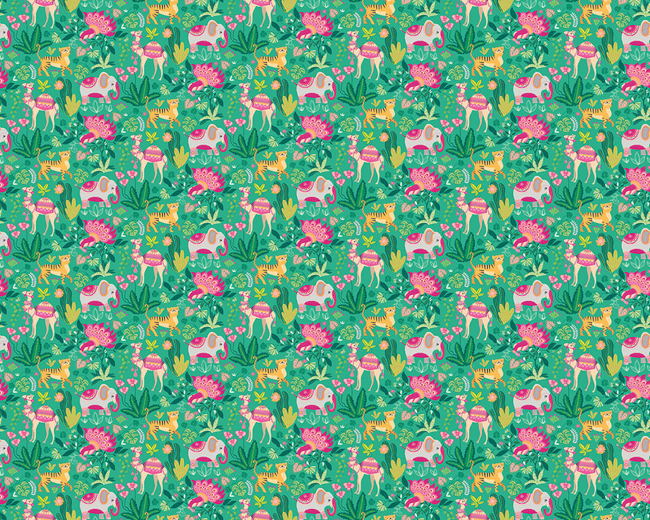 Ohpopsi Samba Safari Wallpaper - Emerald Twist-Beaumonde
