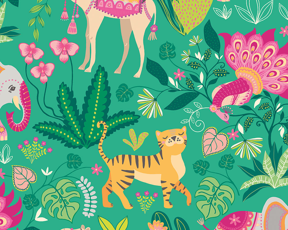 Ohpopsi Samba Safari Wallpaper - Emerald Twist-Beaumonde