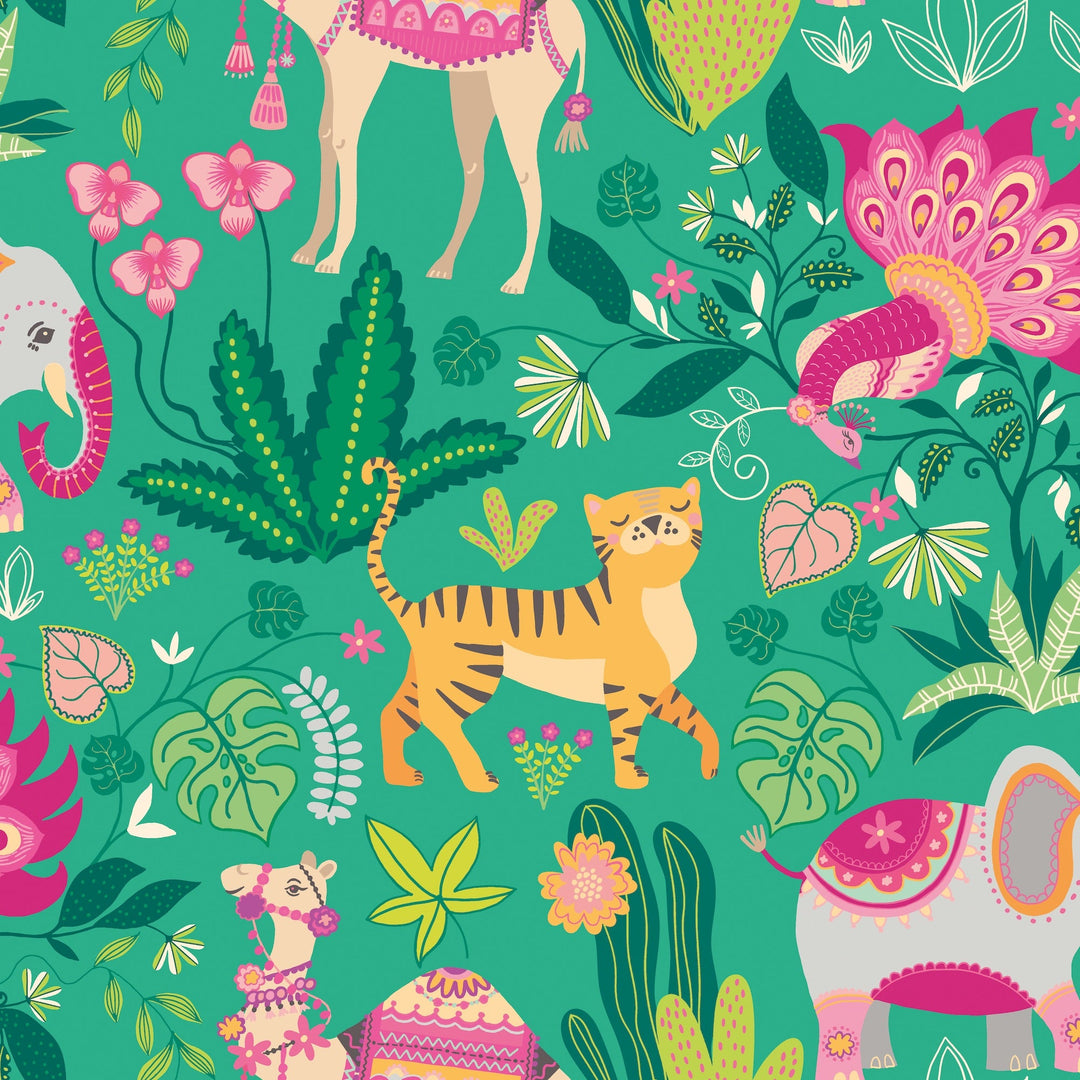 Ohpopsi Samba Safari Wallpaper - Emerald Twist-Beaumonde