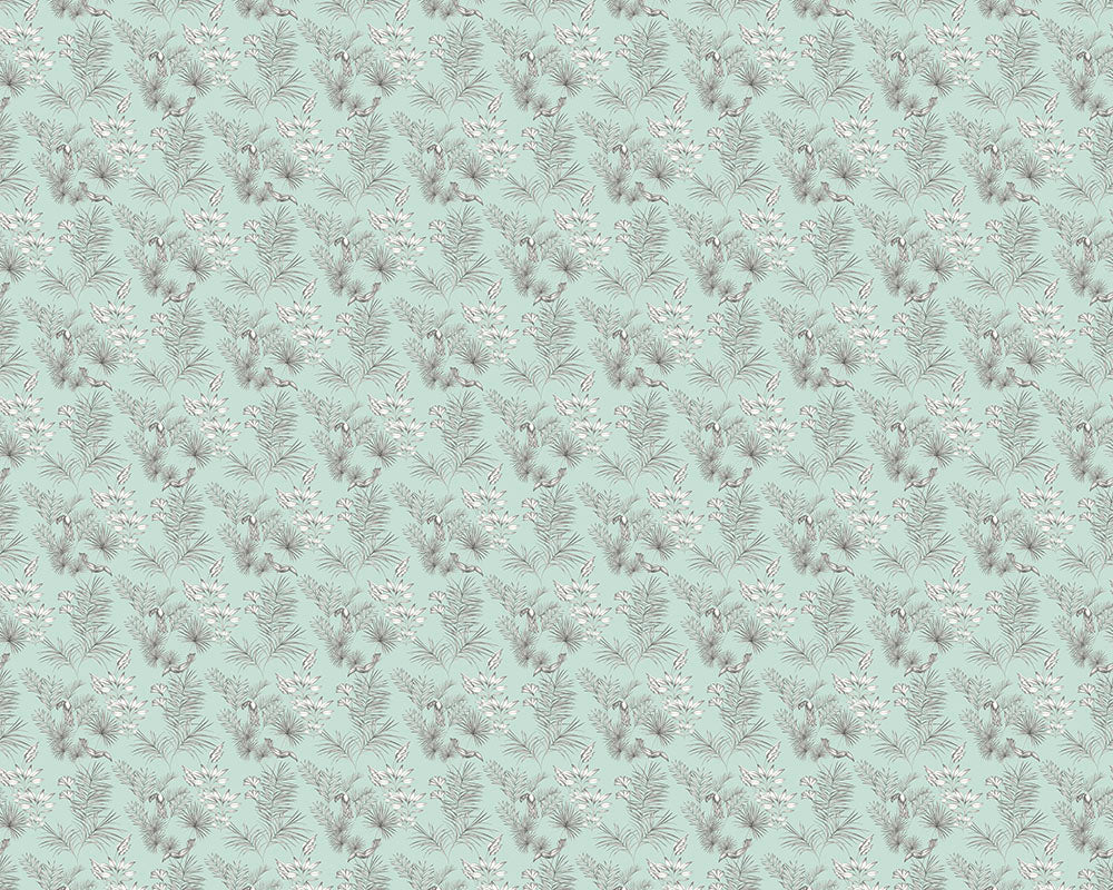 Ohpopsi Toucan Toile Wallpaper - Duck Egg-Beaumonde
