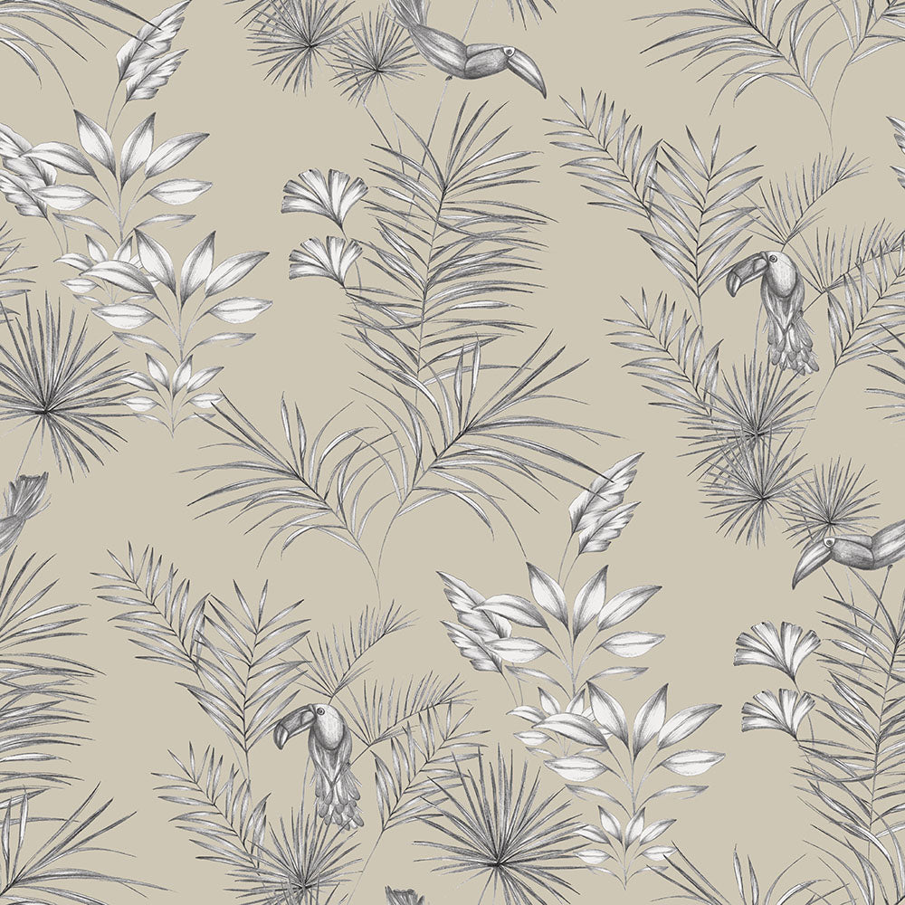 Ohpopsi Toucan Toile Wallpaper - Toile Linen-Beaumonde