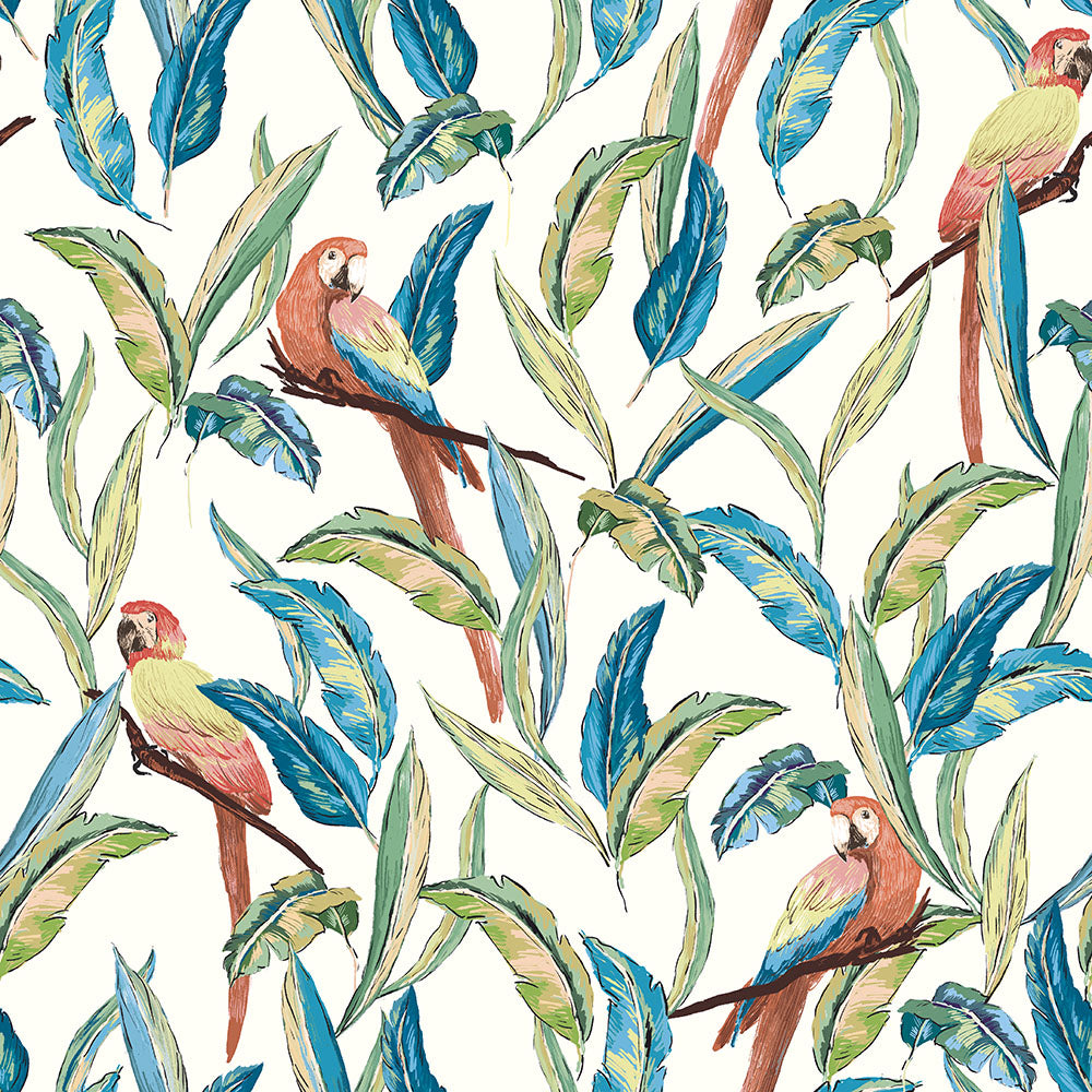 Ohpopsi Tropical Parrot Wallpaper - Wilderness White-Beaumonde