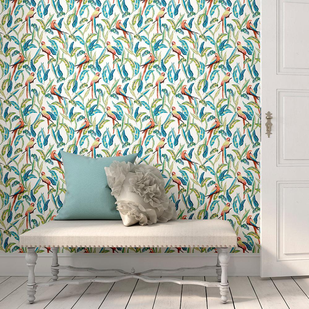 Ohpopsi Tropical Parrot Wallpaper - Wilderness White-Beaumonde