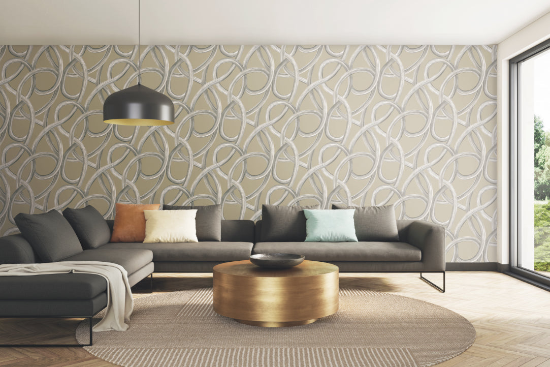 Ohpopsi Twisted Geo Wallpaper - Stone-Beaumonde