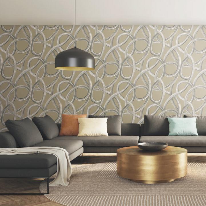Ohpopsi Twisted Geo Wallpaper - Stone-Beaumonde