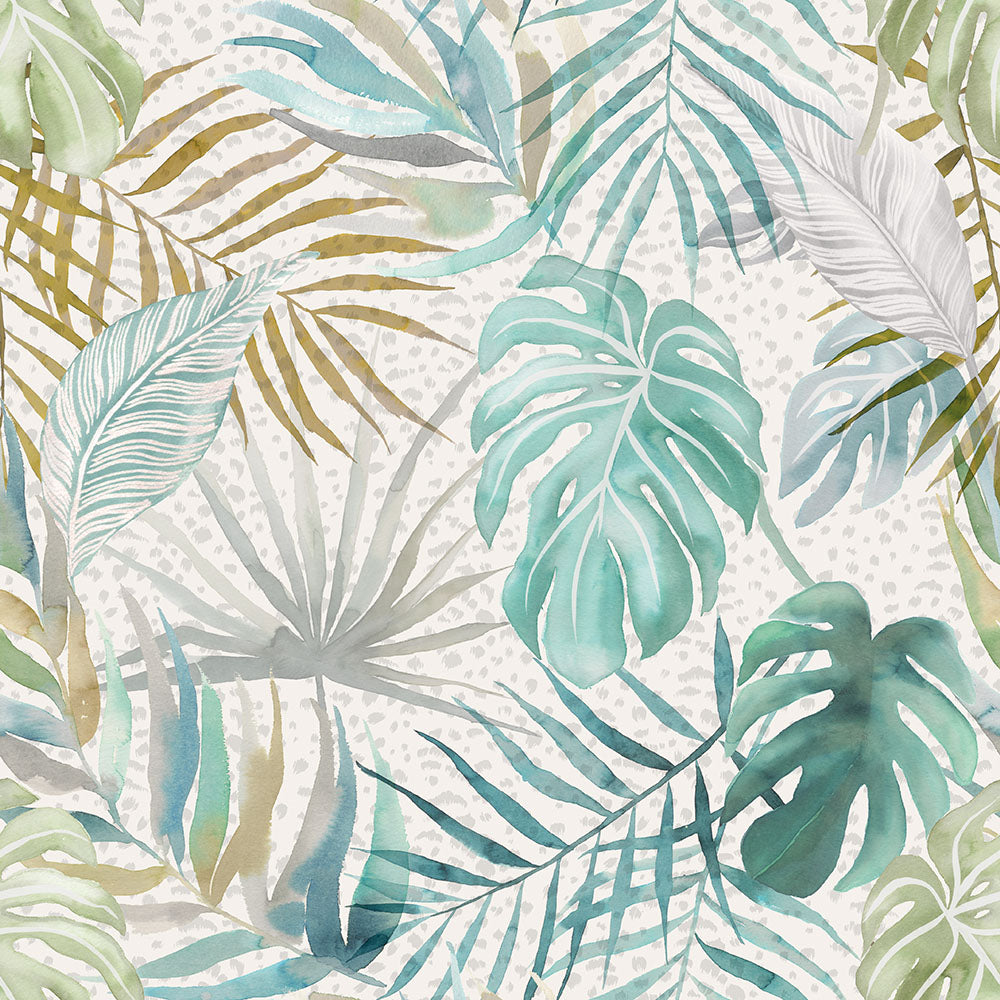 Ohpopsi Wild Tropica Wallpaper - Turquoise-Beaumonde