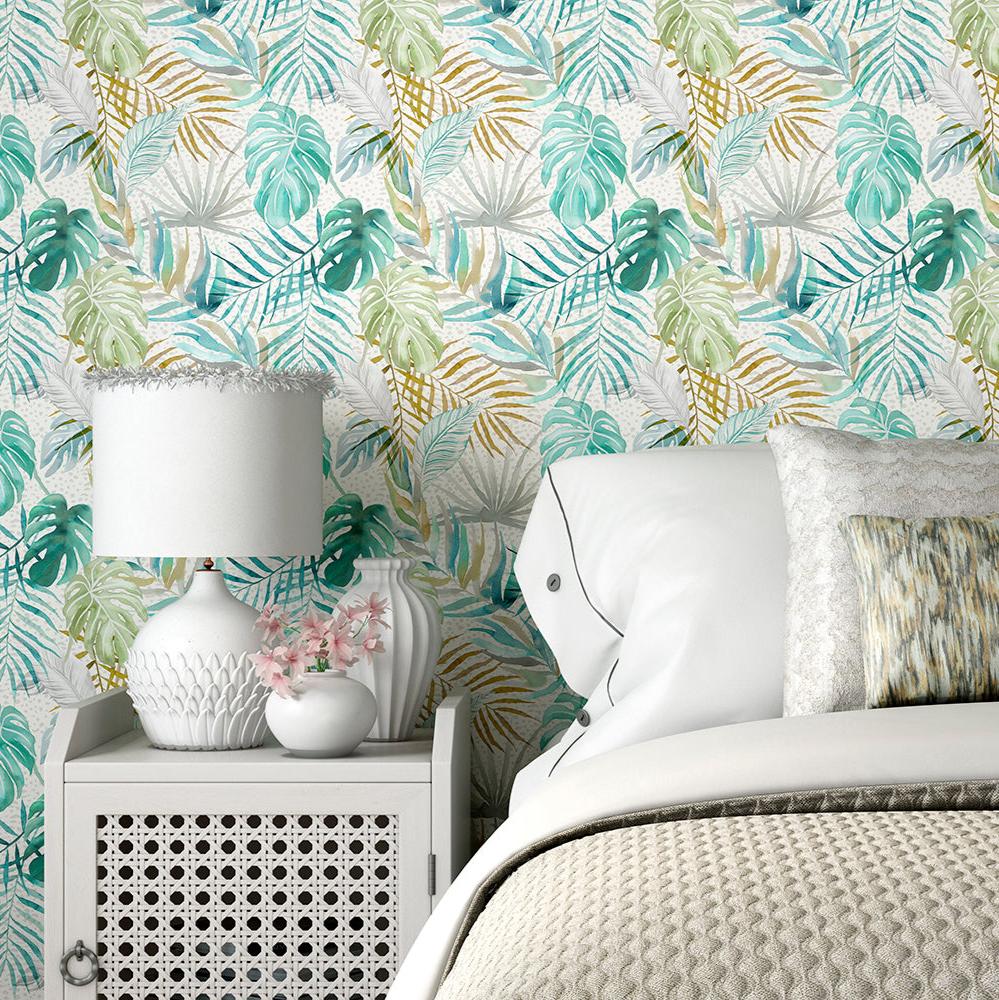 Ohpopsi Wild Tropica Wallpaper - Turquoise-Beaumonde