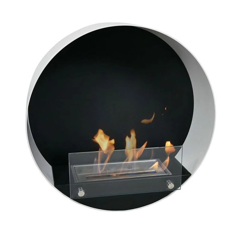 ScandiFlames Delaware Round Wall-Mounted Bioethanol Fireplace - White