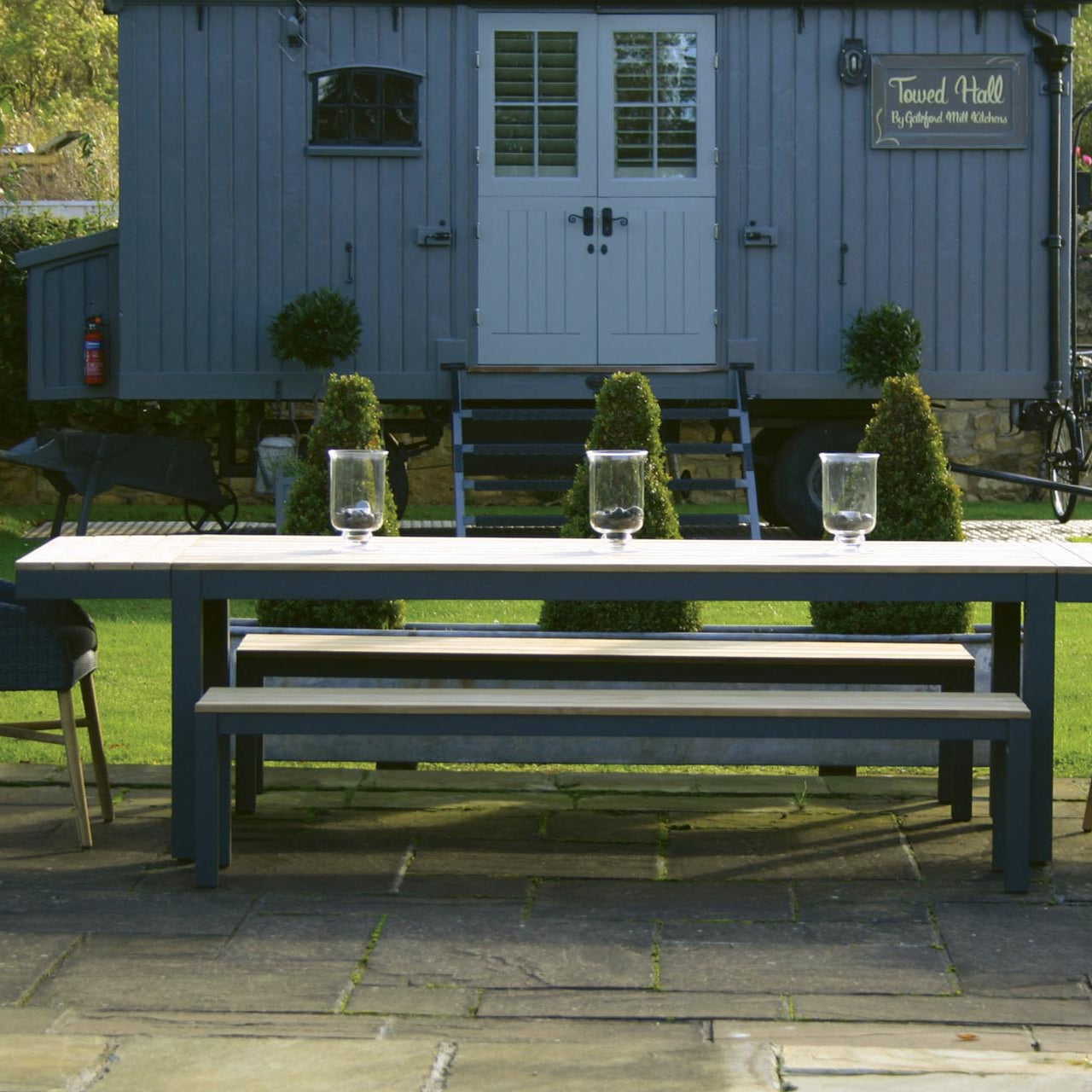 PR Home Reclaim Outdoor Dining Bench – Anthracite / Teak