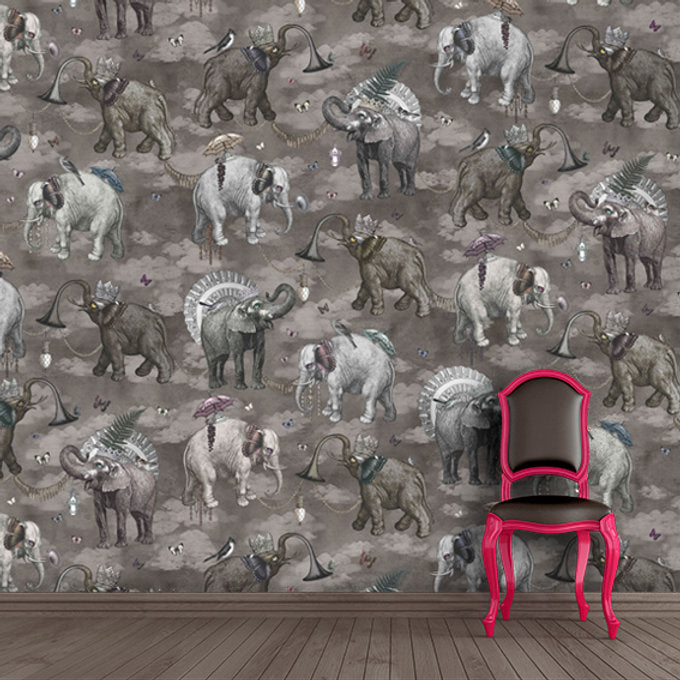 Santorus Wallpaper - Elephant's March - Argentum - 2 Roll Mural Set-Santorus-Beaumonde