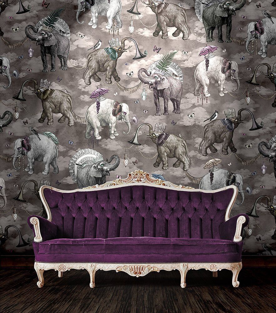 Santorus Wallpaper - Elephant's March - Argentum - 2 Roll Mural Set-Santorus-Beaumonde