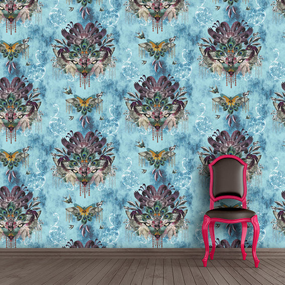 Santorus Wallpaper - Madame Visage - Aquamarine-Santorus-Beaumonde