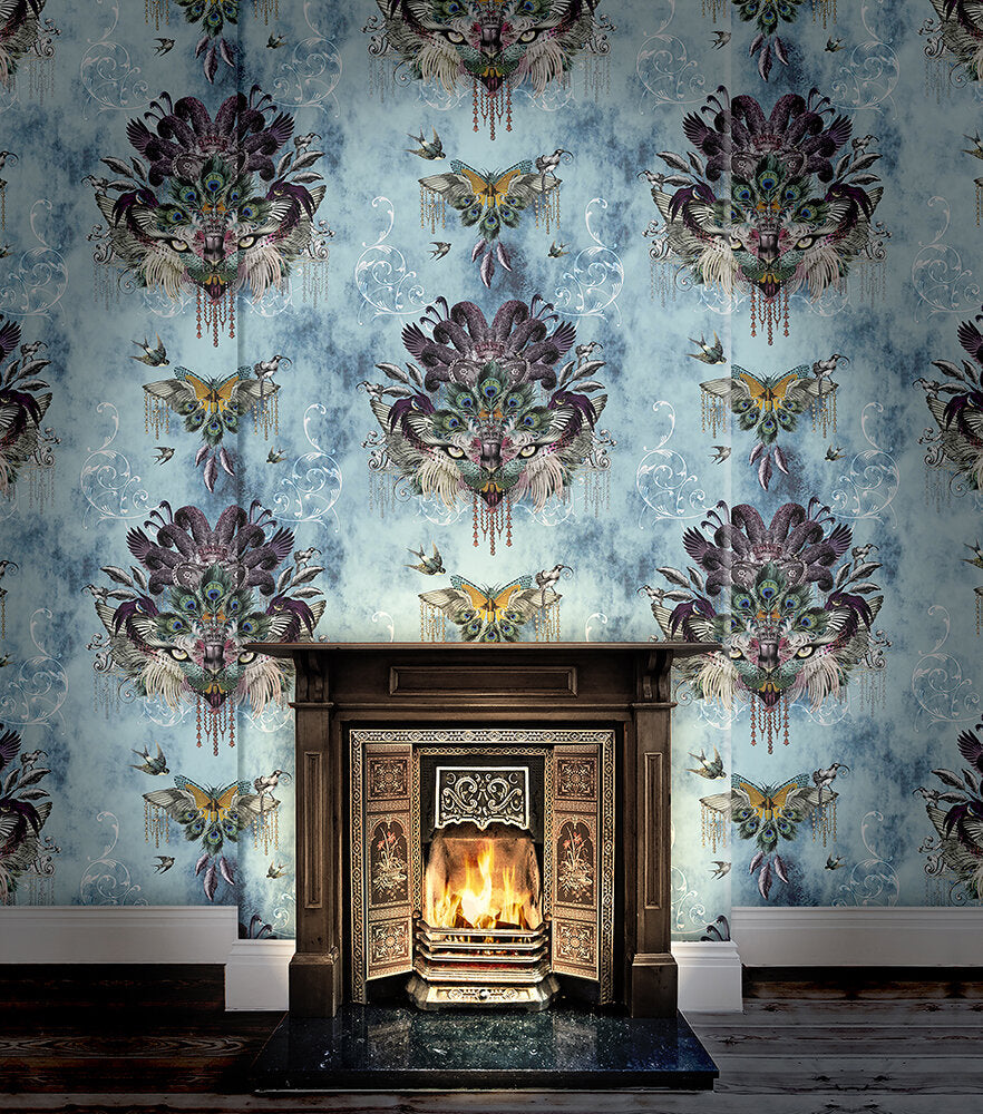 Santorus Wallpaper - Madame Visage - Aquamarine-Santorus-Beaumonde