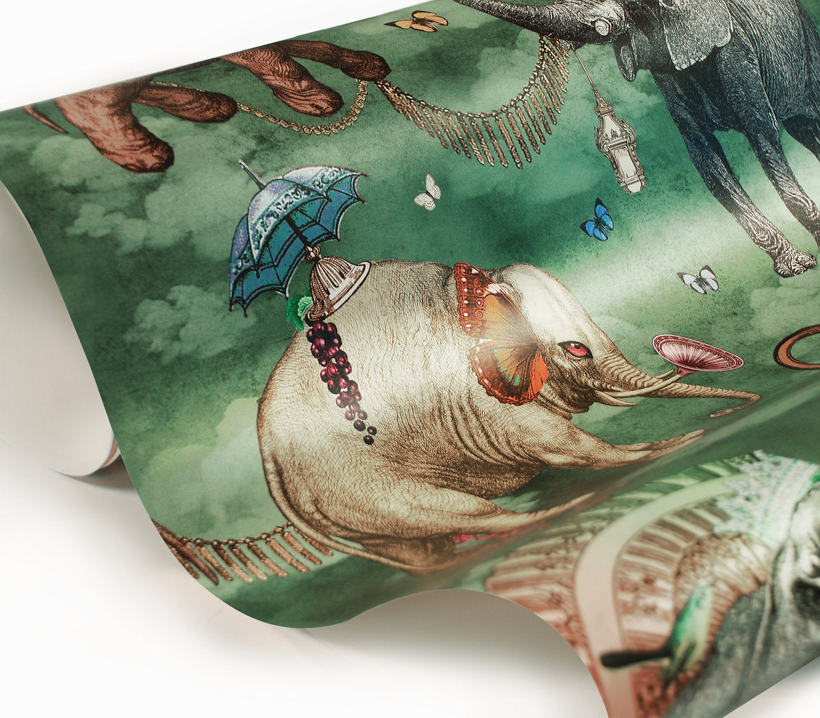 Santorus Wallpaper Mural - Elephant's March - Viridian - 2 Roll Set-Santorus-Beaumonde