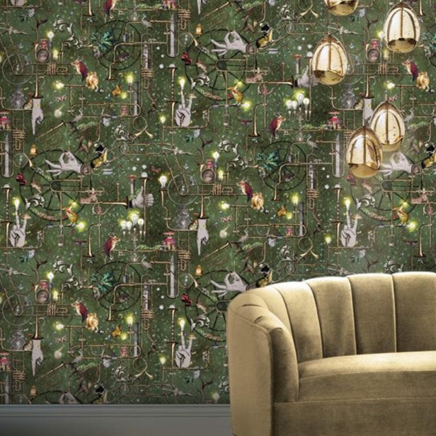Santorus Wallpaper - Orchestral Revolution - Forest Green-Santorus-Beaumonde