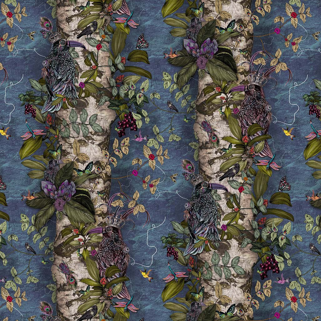 Santorus The Ravens Wallpaper In Cerulean-Beaumonde