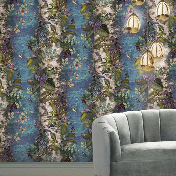 Santorus The Ravens Wallpaper In Cerulean-Beaumonde
