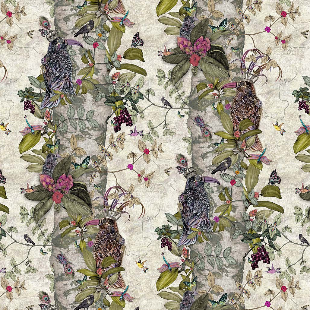 Santorus Wallpaper - The Ravens - Cream-Santorus-Beaumonde