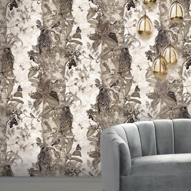 Santorus Wallpaper - The Ravens - Ivory-Santorus-Beaumonde