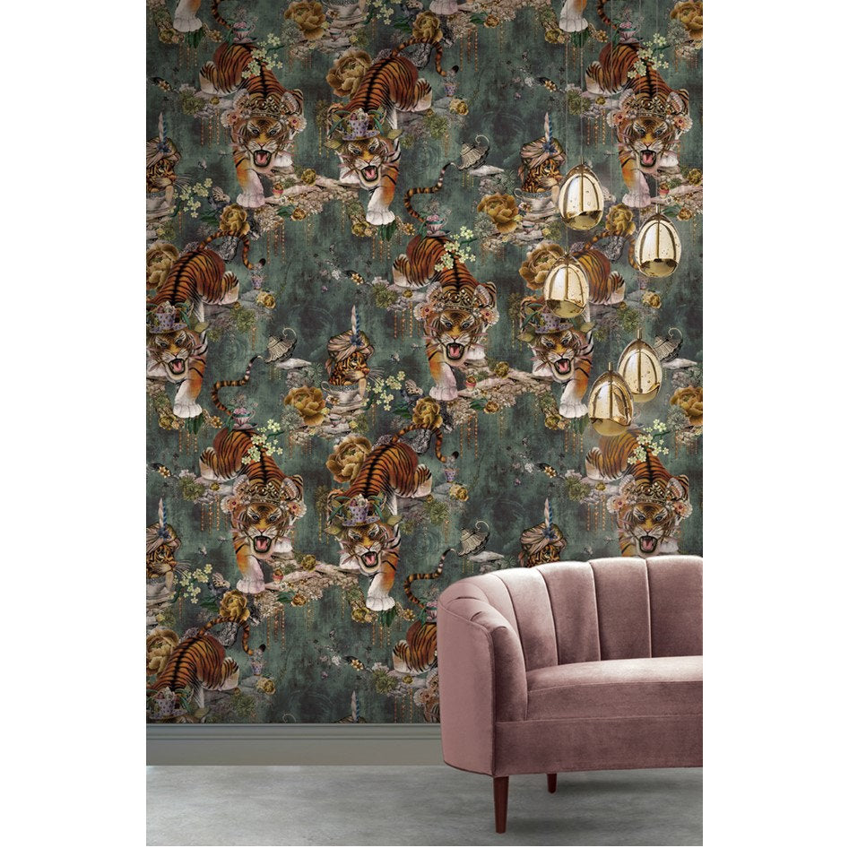 Santorus Wallpaper - Tiger's Teatime - Moss-Santorus-Beaumonde