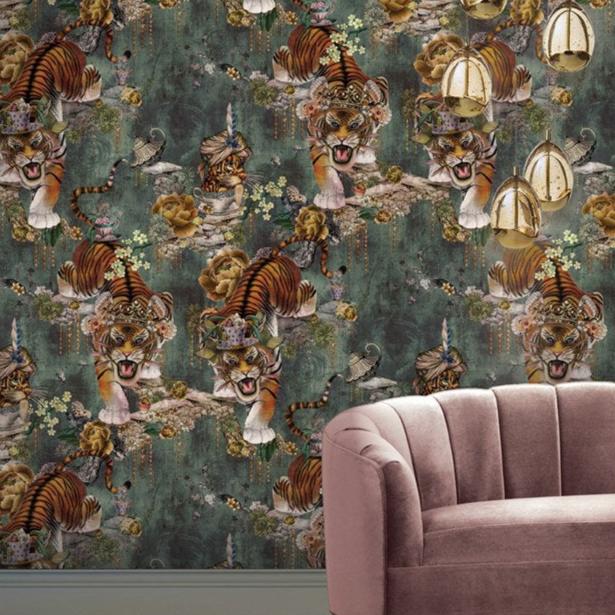 Santorus Wallpaper - Tiger's Teatime - Moss-Santorus-Beaumonde