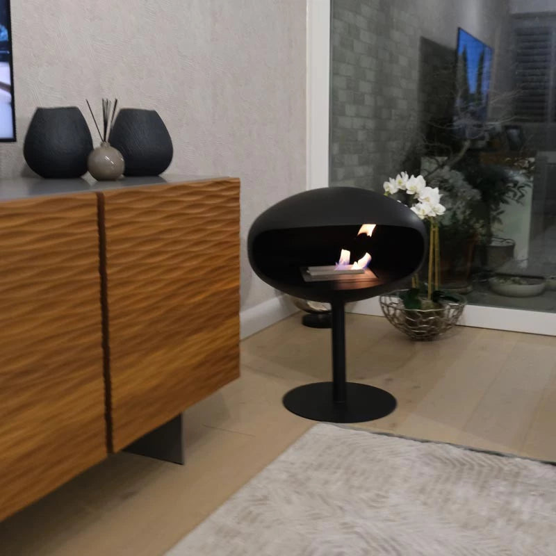 Cocoon Fires Pedestal - Black with a Black Base