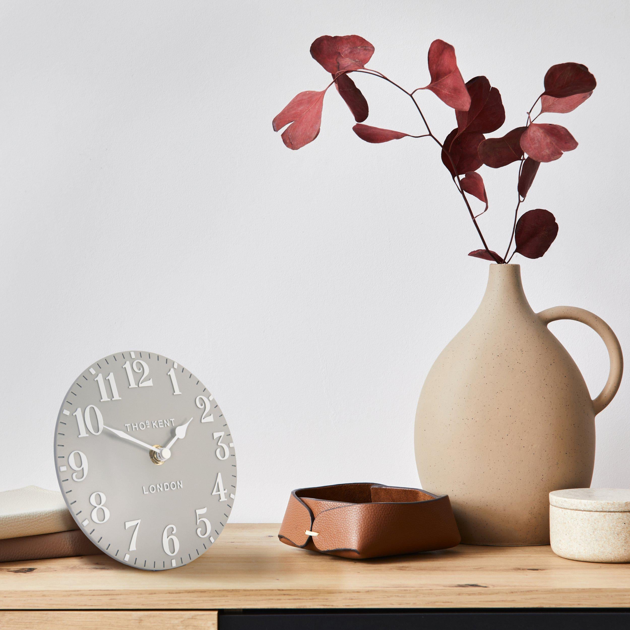 Thomas Kent 15cm Arabic Mantel Clock Dove Grey-CAA1GTT60011-Beaumonde