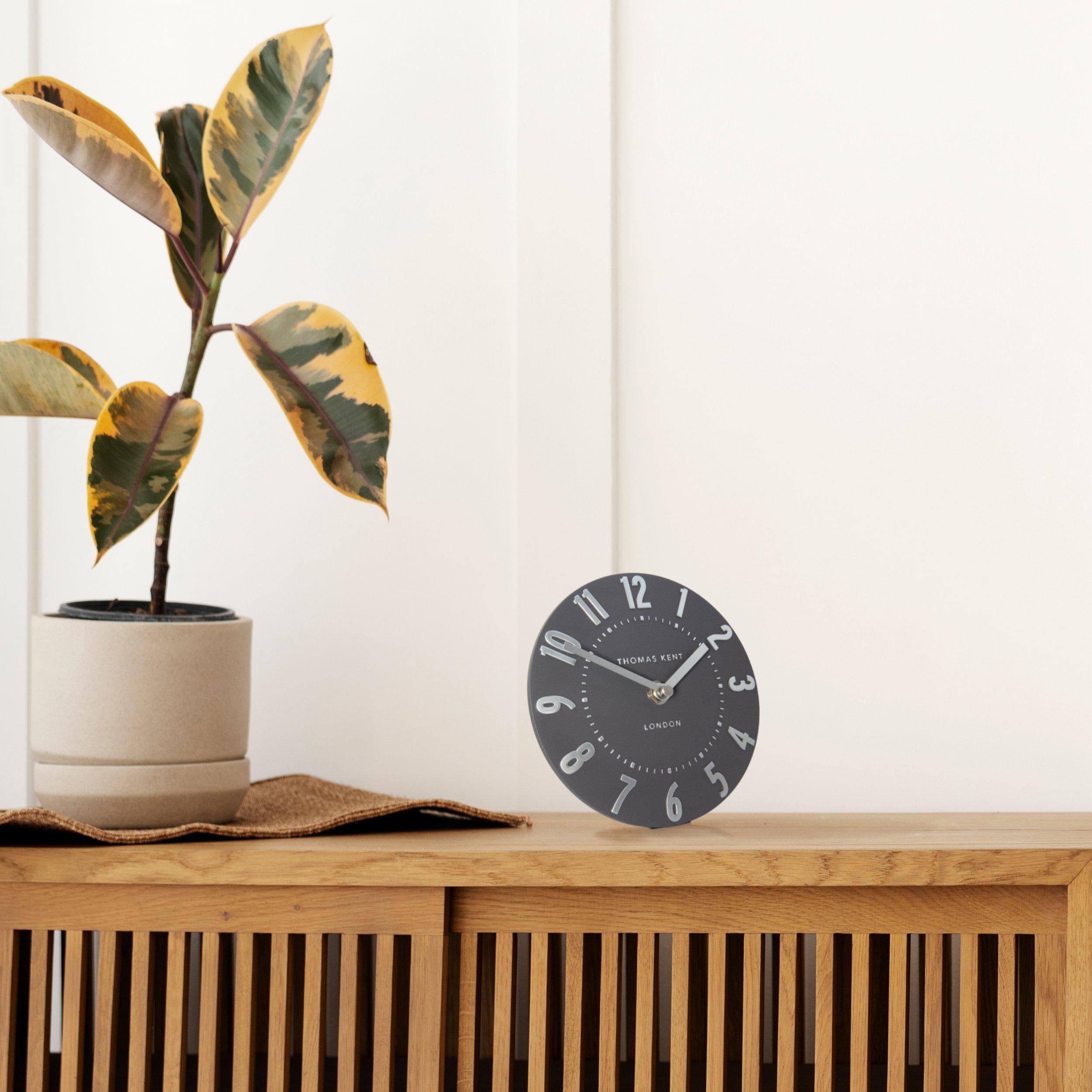 Thomas Kent 6" Mulberry Mantel Clock Graphite Silver-AMC06050-Beaumonde