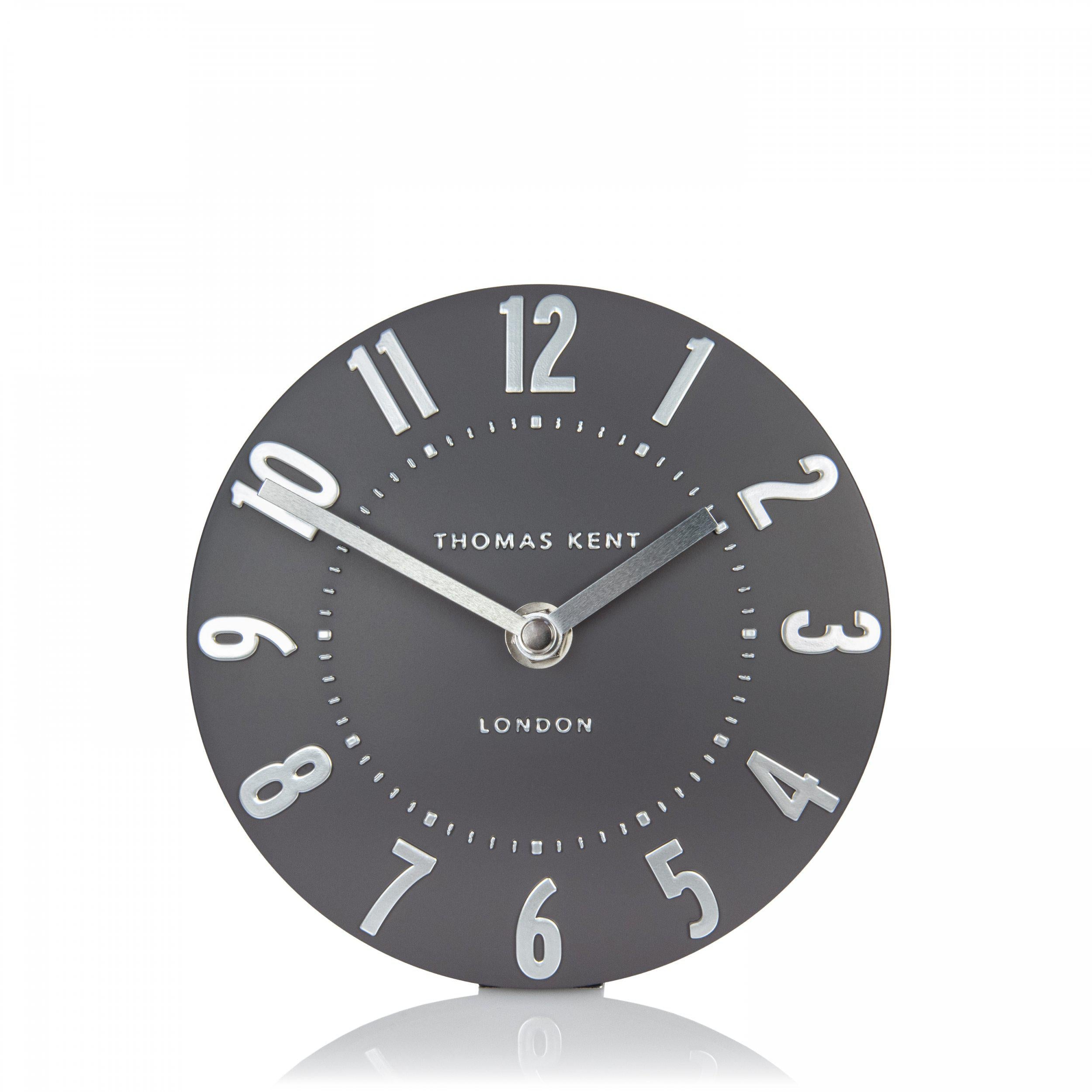 Thomas Kent 6" Mulberry Mantel Clock Graphite Silver-AMC06050-Beaumonde