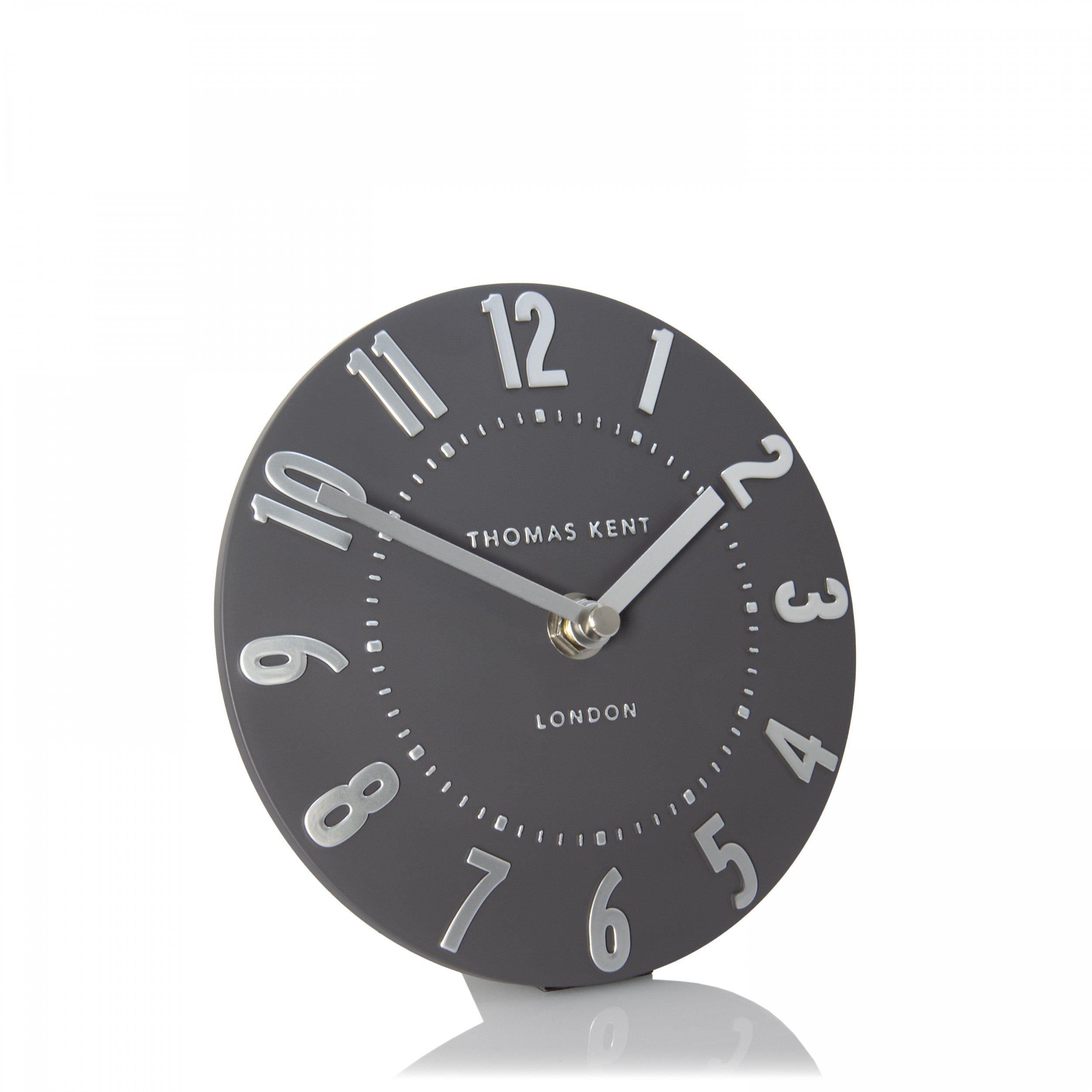 Thomas Kent 6" Mulberry Mantel Clock Graphite Silver-AMC06050-Beaumonde