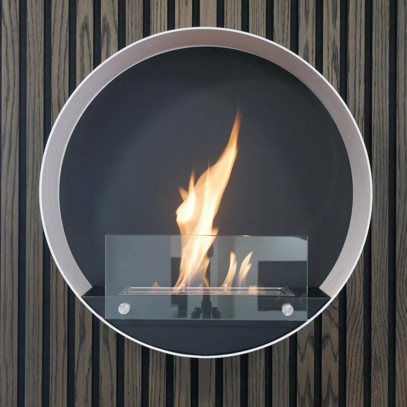 ScandiFlames Delaware Round Wall-Mounted Bioethanol Fireplace - White
